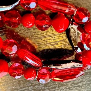 Necklace and Bracelet Set in Red Quality Costume Jewelry.